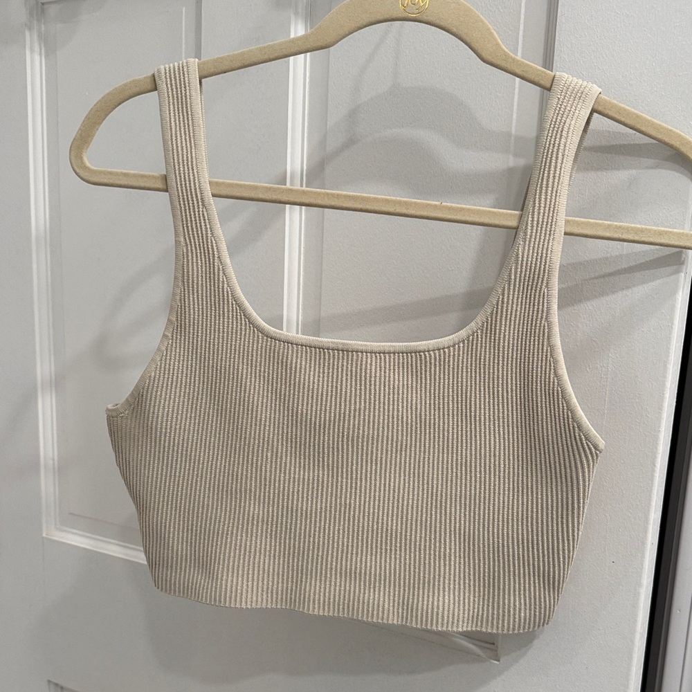 Aritzia Taupe Ribbed Tank Top